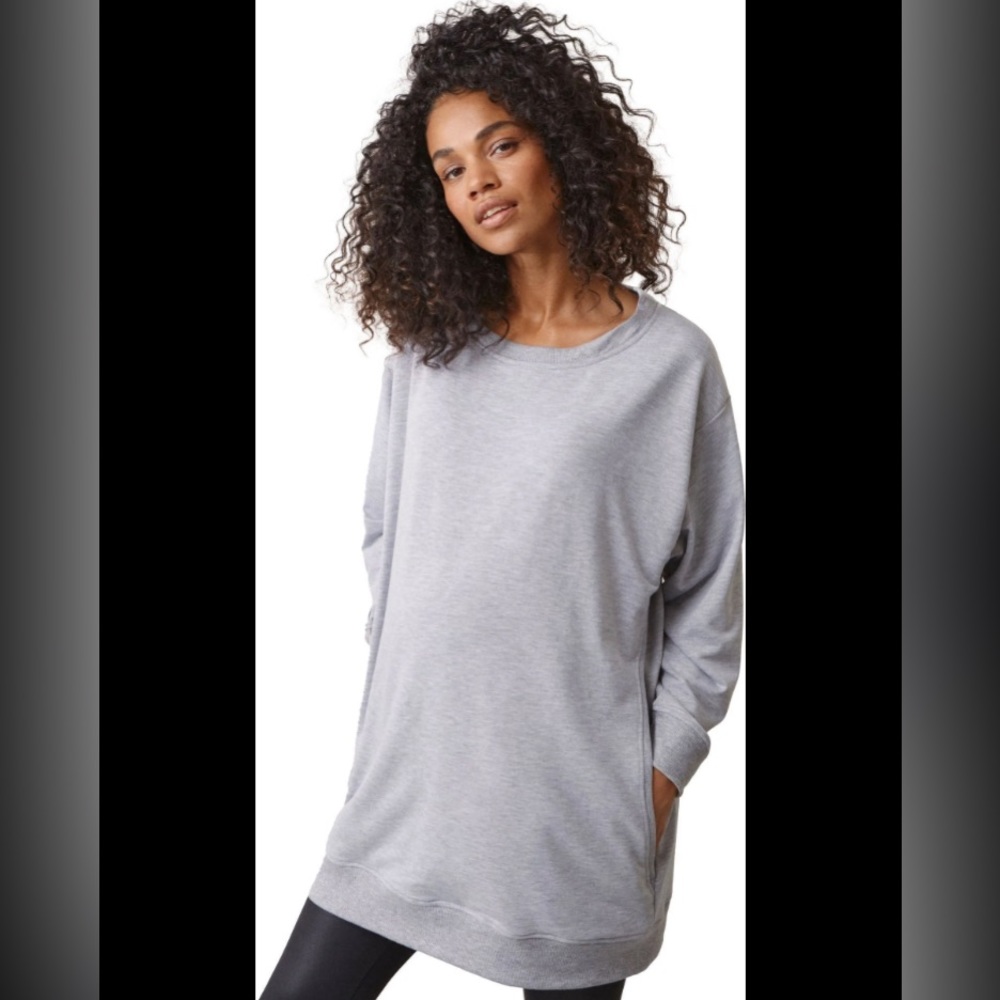 Boob Design BFF Sweatshirt Long Sleeve Tencel Modal Nursing Top Size Medium Gray
